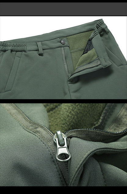 TRVLWEGO Thick Warm Fleece Hiking Pants Men Winter Waterproof Windproof Outdoor Soft Shell Rain Trekking Camping Ski Trousers