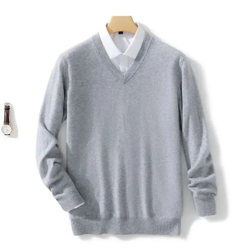 Men's Wool Cashmere Sweater O-Neck Pullovers Knitted Sweaters Autumn Winter Long Sleeve High-End Jumpers Tops Knitwear Male 3XL