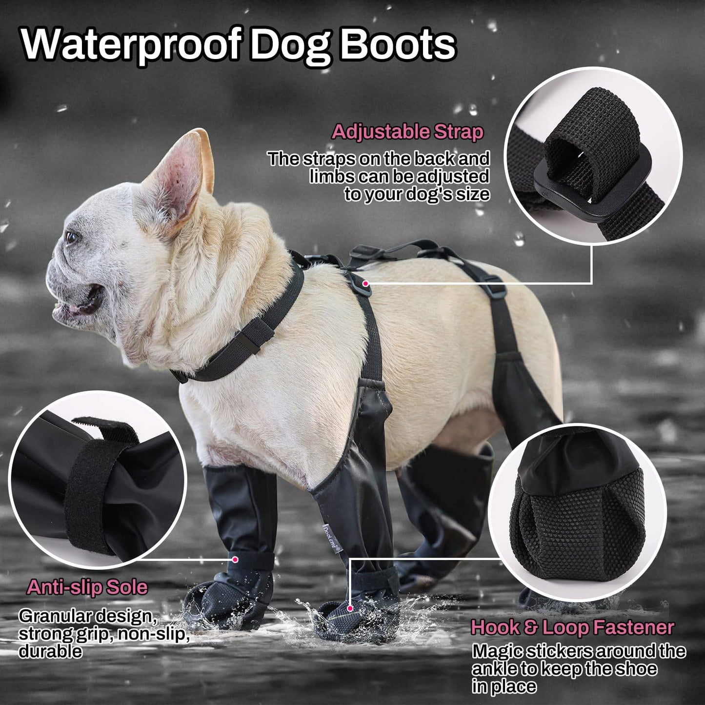 2025 Melhores Sapatos Antiderrapantes para Cães Protetores de Patas Botas de Chuva para Cães, Botinhas Impermeáveis e Antiderrapantes para Cães, Sapatos Meia Suspensório para Cães para Uso Externo
