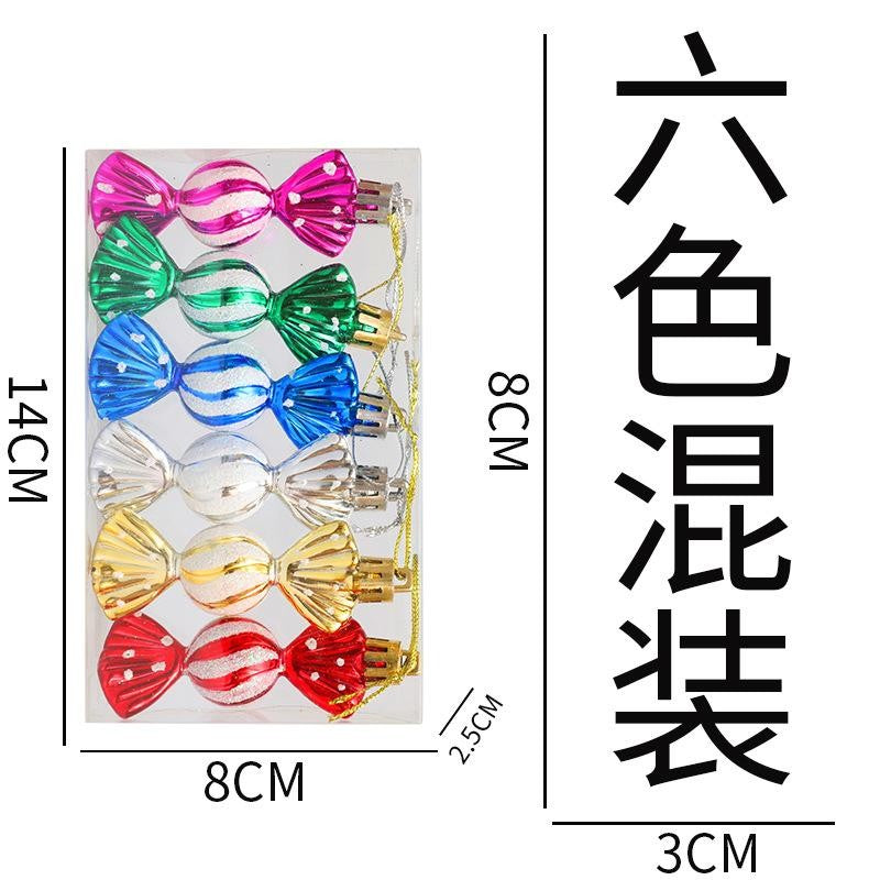 6PCS/Box DIY Christmas Tree Decoration Pendant Electroplating Candy Xmas Ball Window Door Hanging Ball 2025 Happy New Year