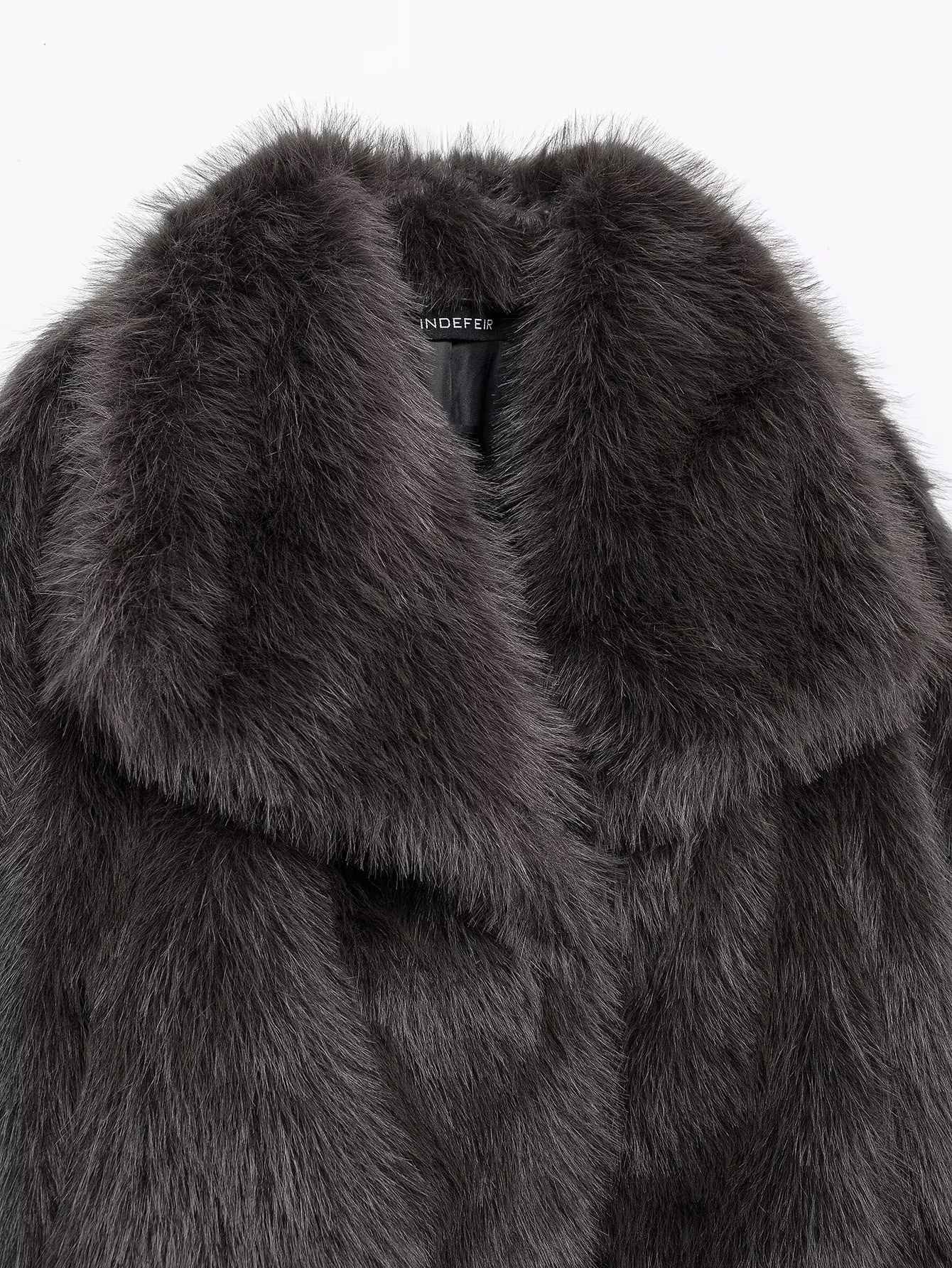 KONDALA 2025 Fall Winter Casual Faux Fur Brown Women Warm Jackets Streetwear Turn Down Collar Christmas Oversized Elegant Coats