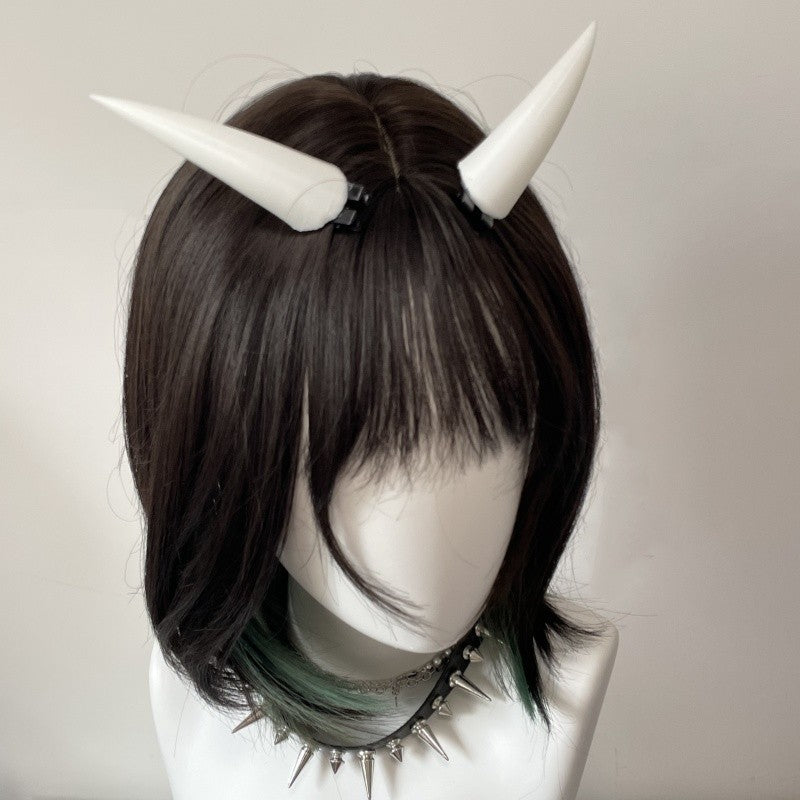 10/14/18cm Halloween Hair Clip White Punk Demon Horn Hairpin Gothic Party Cosplay Costume Pin Hairpins Costume Horn Accessories