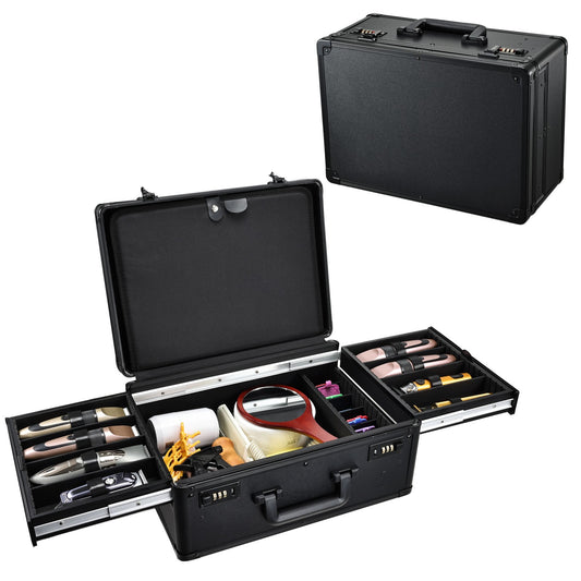 Barber Case with Sliding Tray, Profesional Barbers Briefcase Tool Case for Clippers and Hair Scissors Supplies Travel Suitcase