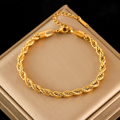 Pulseira de Corrente de Contas de Aço Inoxidável 316L EILIECK para Mulheres, Charme de Metal Banhado a Ouro 18K, Joia Moderna com Design Exclusivo