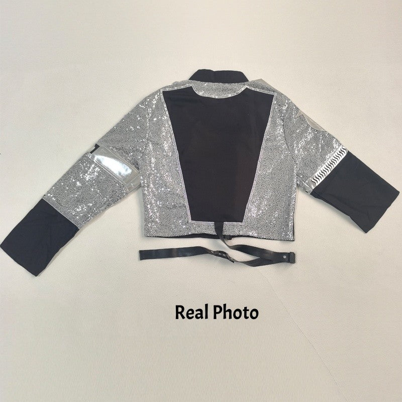Michael Jackson Inspired Costume Military Sequin Jacket MJ Thriller Stage Performance Outfit Unisex Halloween Party