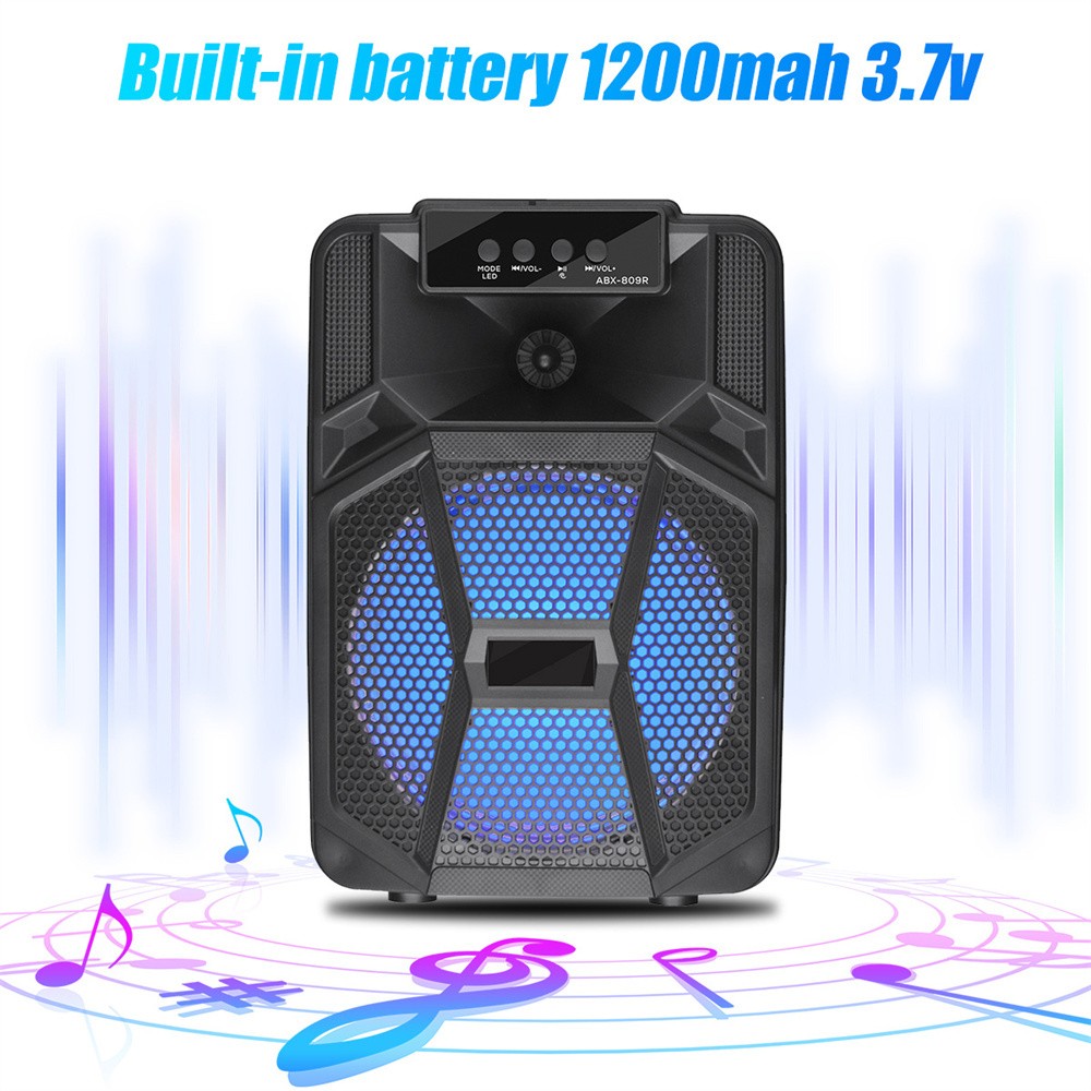 Caixa de Som Portátil Sem Fio Bluetooth 1000W Grande Luz LED Estéreo para Festa FM Karaokê Subwoofer 8 polegadas com Microfone e Controle Remoto