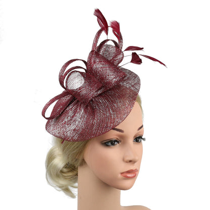 Chapéu Fascinator Feminino Pillbox Kentucky com Pena Derby Sinamay Fascinator Tiara Chapéu Fascinator para Chá para Coquetel