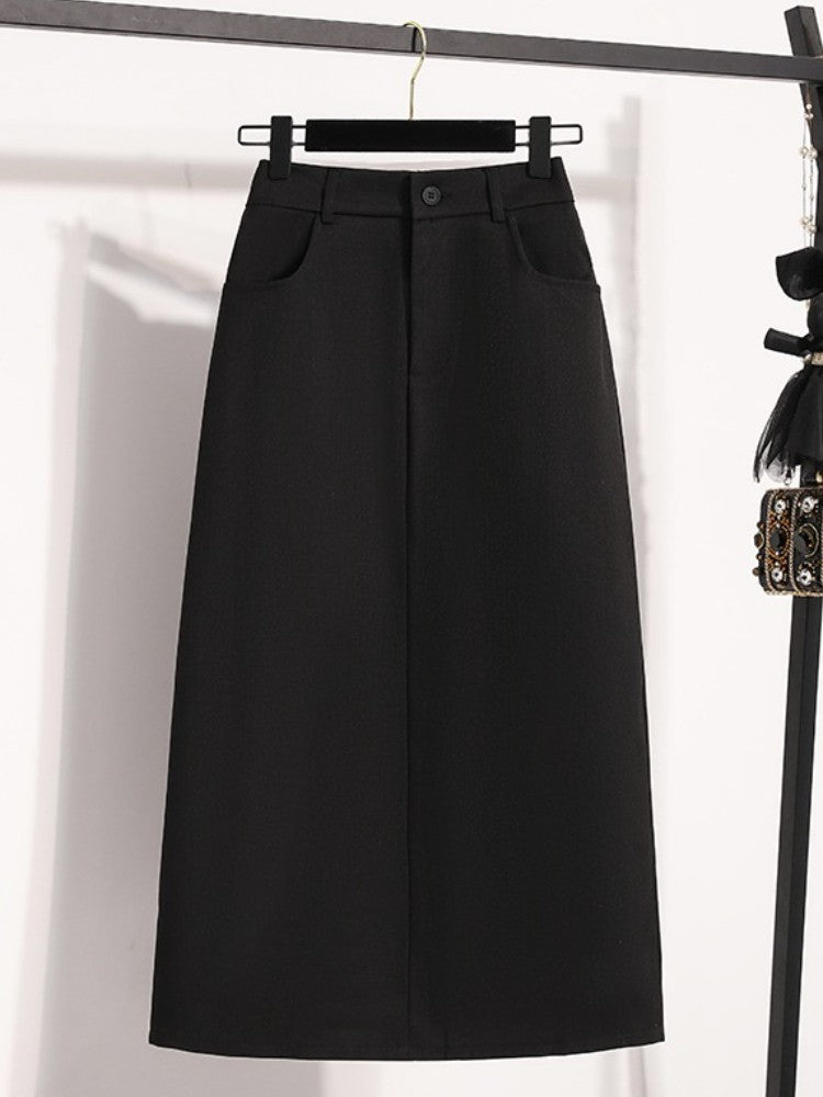 Suit Half-body Skirt Women's Large Size Autumn New Fashion Elegant Commuting Medium-length Package Hip Skirts Loose A-line Skirt