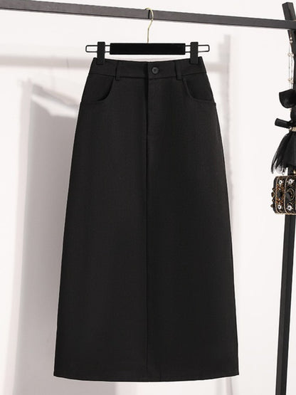 Suit Half-body Skirt Women's Large Size Autumn New Fashion Elegant Commuting Medium-length Package Hip Skirts Loose A-line Skirt