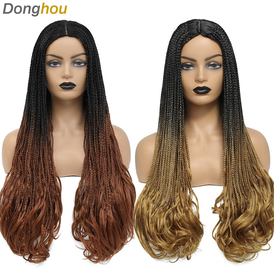 26 Inch Long Box Braided Wigs For Women Synthetic Perruque Tresse Africaine Micro Twist Box Braid Crochet Hair Curly Ends Wig