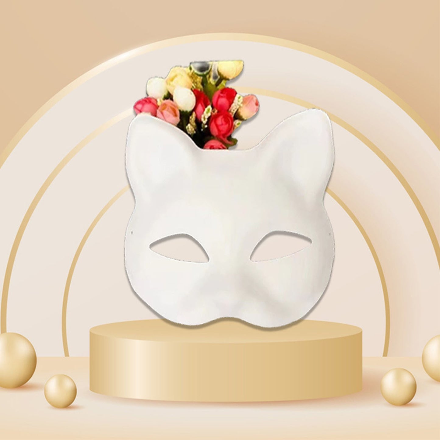 White Plastic Cat Mask, White Role-Playing Anime Party Half Costume, Diy Mask