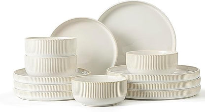 conjuntos de louça de grés para 4, conjunto de pratos e tigelas de cozinha de 12 peças, conjuntos de louça de porcelana com esmalte reativo resistente a arranhões