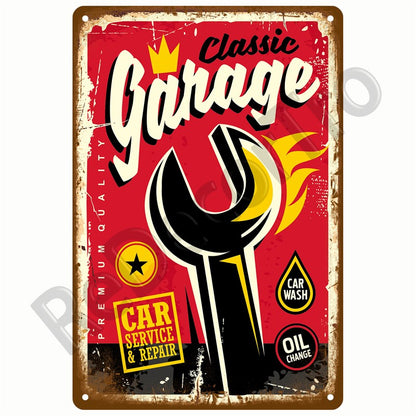 Retro Motor Oil Gas Tyre Racing Tin Sign Poster Iron Plates Metal Sign Garage Bar Pub Club Man Cave Home Decor Wall Decor Art