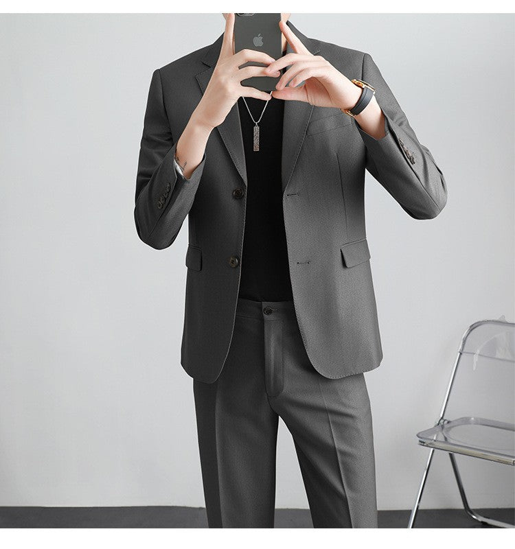 Autumn Men's Clothing Light Luxury Business Leisure Suit Jacket Set Streetwear Elegant Korean Popular Clothes Slim Pants Suit