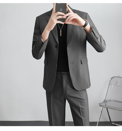 Autumn Men's Clothing Light Luxury Business Leisure Suit Jacket Set Streetwear Elegant Korean Popular Clothes Slim Pants Suit