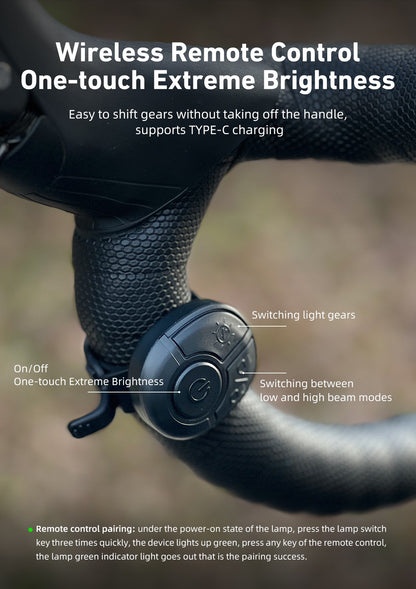 CYCLAMI Hanging Bike Headlight GoPro Ultra Bright Wireless Remote Front Lamp MTB Road High Brightness White CYC 1600 Lumen Light