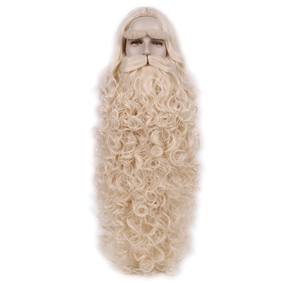 Conjunto de Peruca e Barba de Papai Noel REEWES para o Natal, Acessório de Cosplay, Peruca Sintética Loira para Homens, Fantasia de Halloween