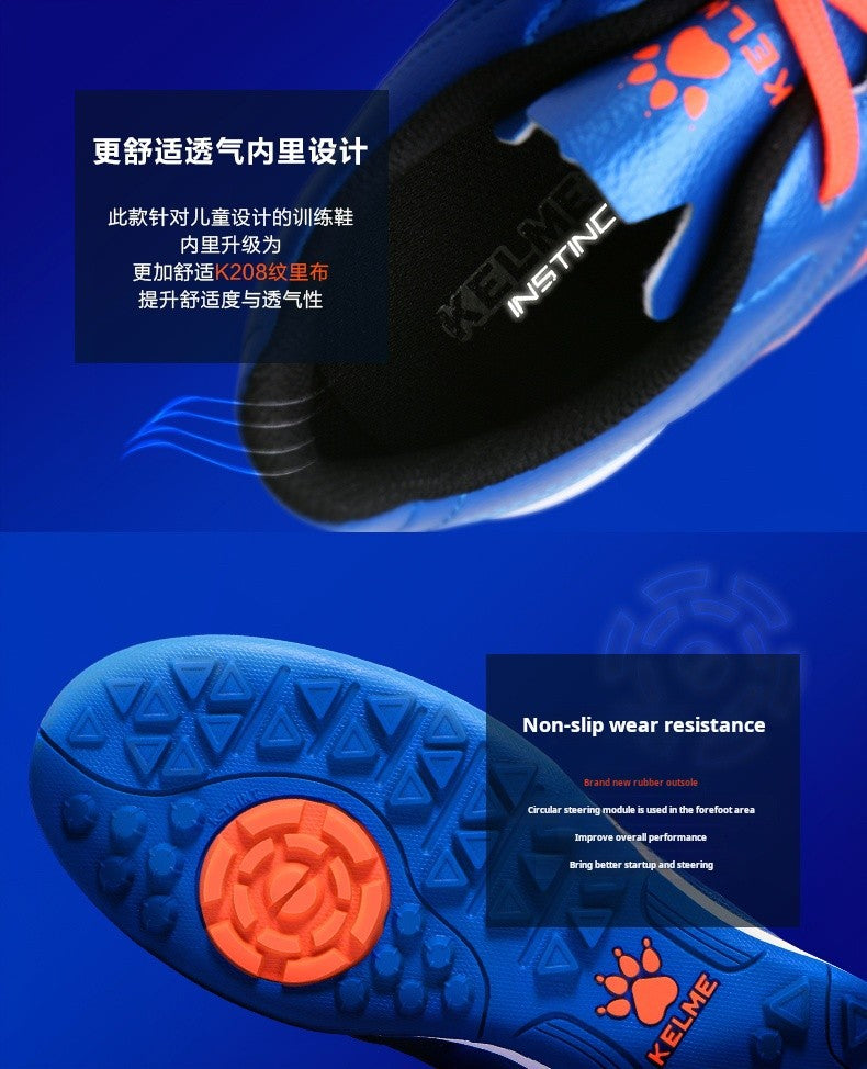 Kelme Tf Broken Nail Football Shoes Adult Youth Non-slip Football Shoes Artificial Grass Five-a-side Game Football Shoes Sports