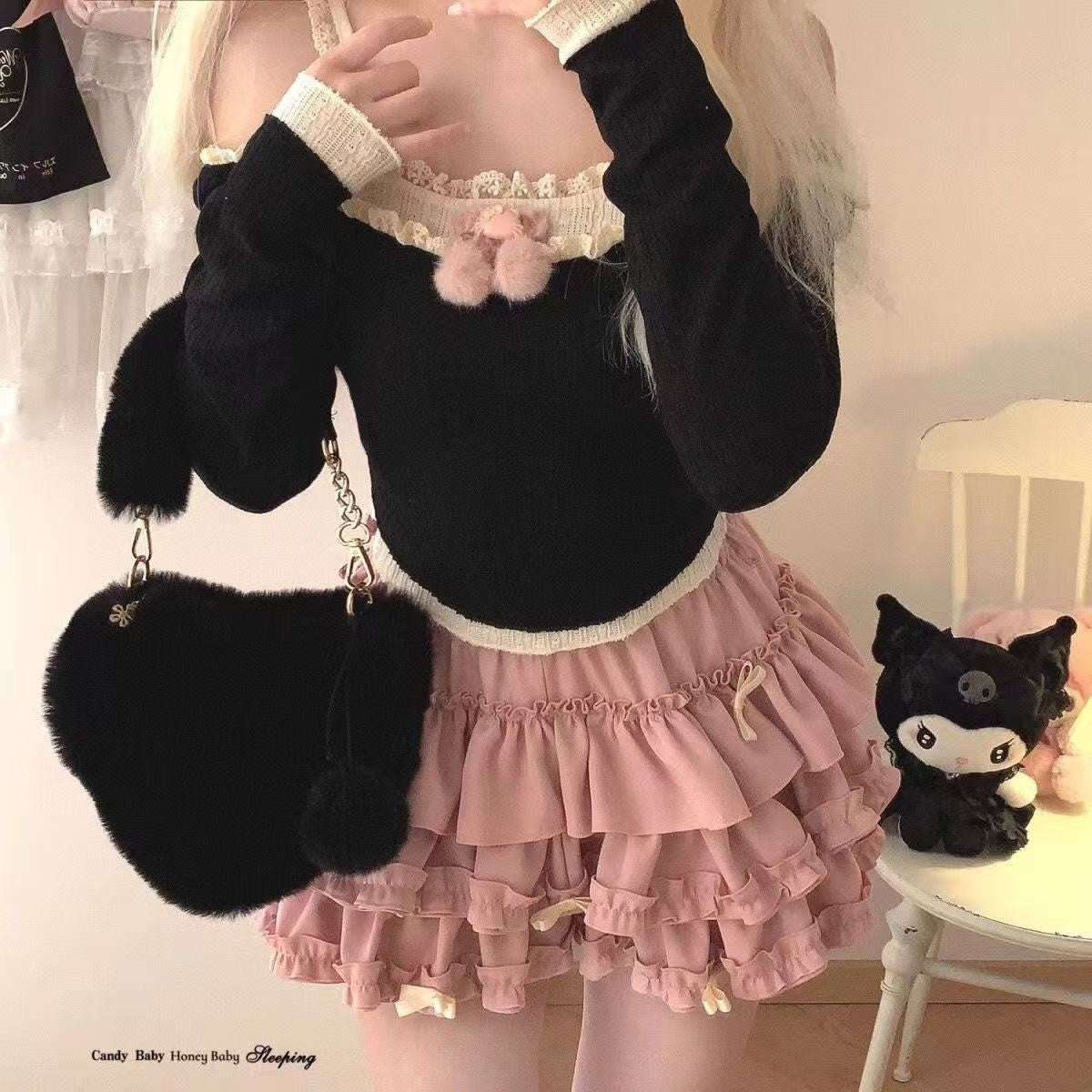 2025 Summer New Versatile Women's Clothing Blue Bow Lace Cake Tutu Mini Skirt Kawaii Pink Sweet Cute Thin A-line Skirts Ladies