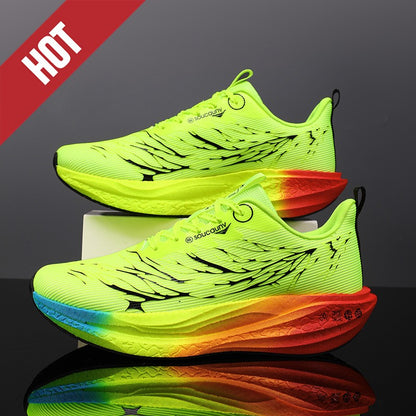 Fluorescence  Running Shoes Carbon Board Marathon Men Sports Lightweight Women's Comfortable Athletic Nonskid Sneakers Casual