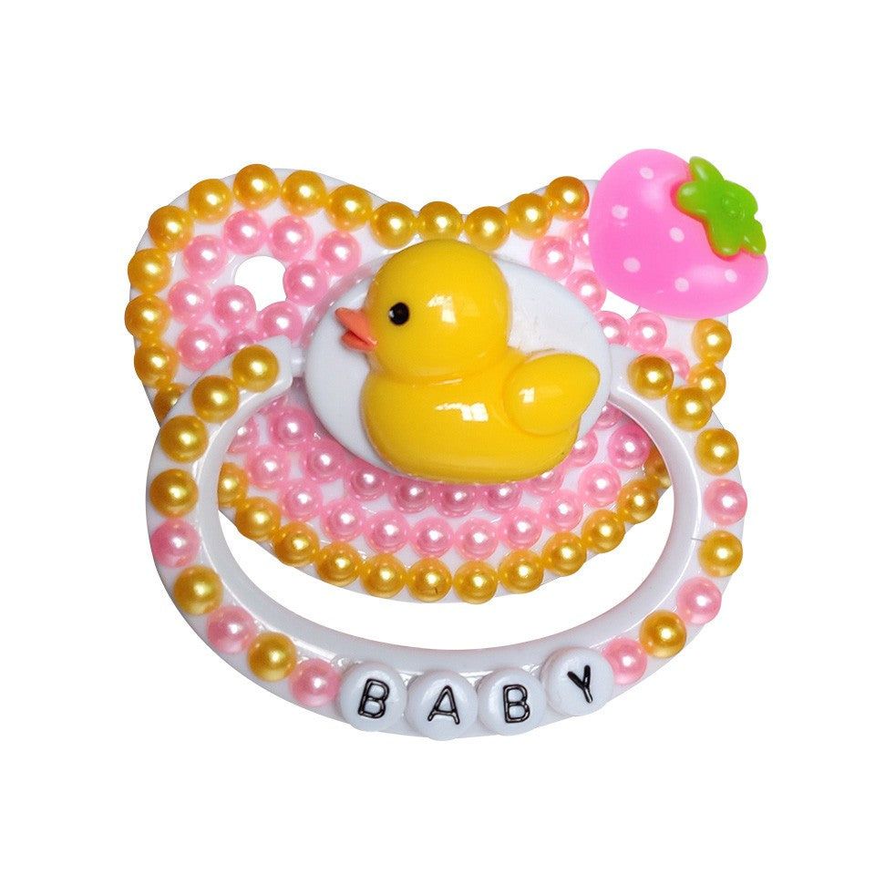 Cute Duck Design Adult Pacifier Wide-bore Silicone Nipple DDLG Lovely Food Grade Adult Baby Pacifier For Daddy, Girl