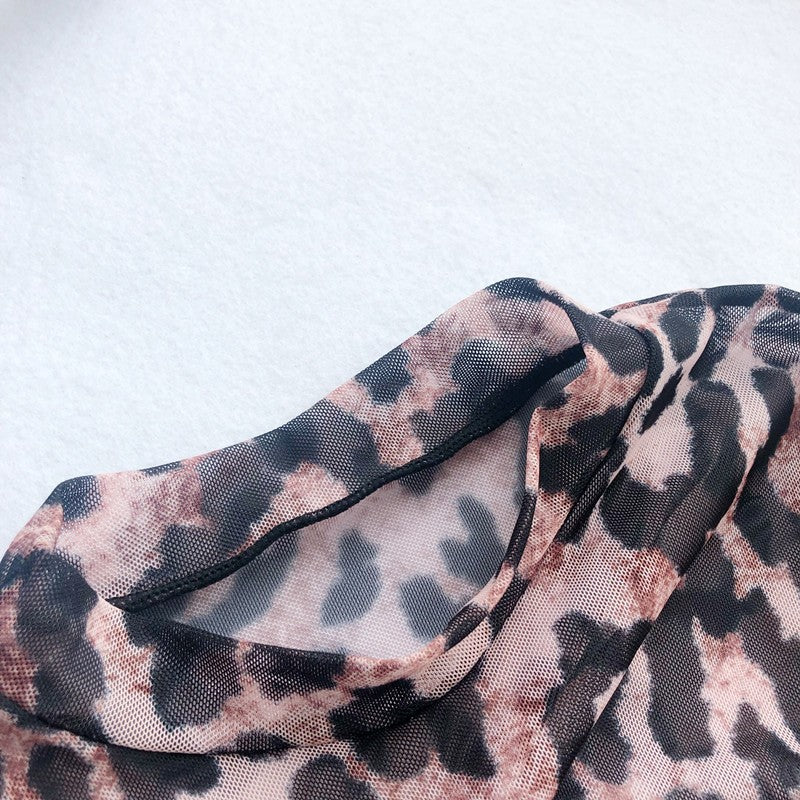 Long Sleeve 3 Piece Swimsuit High Cut Leopard Cover Up Push Up Bikini Separate Sports Bandage Bathing Suit Thong Swimwear 2025