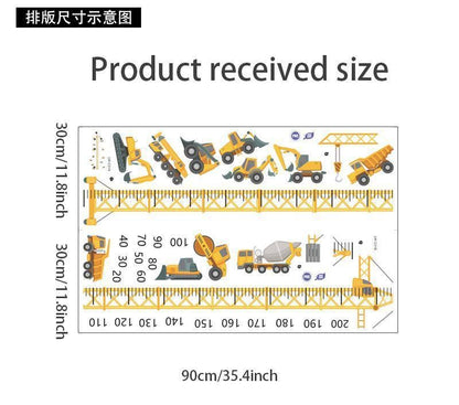 Height Stickers Construction Vehicle Tower Crane for Kids Room Kindergarten Baby Measuring Height Ruler Wall Stickers Boys Gift