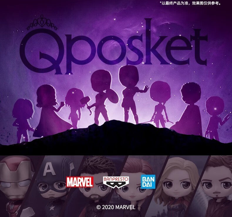 BANDAI Original Banpresto Qposket Marvel Vingadores Homem de Ferro Capitão América Loki Thor Figuras Colecionáveis