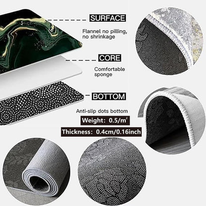 VIKAMA Christmas Theme Round Rug Reindeer Christmas Tree Pattern Living Room Rug Christmas Ambience Decoration