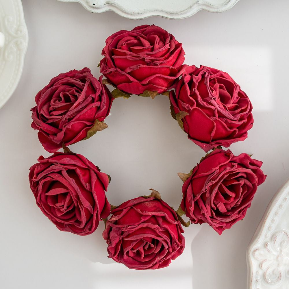 Artificial Flower Burned Edge Rose Wedding Bridal Bouquet Decor Home Outdoor Garden Festival Party Wreath Diy Ins Gift Scrapbook