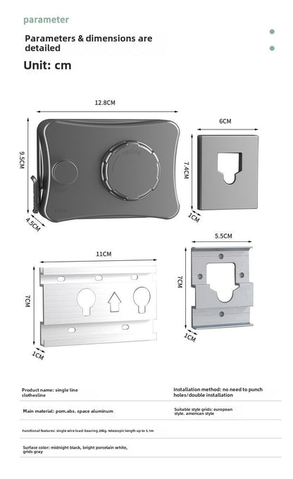 Invisible clothesline, indoor non perforated balcony, invisible retractable clothesline, bathroom clothesline, steel wire rope