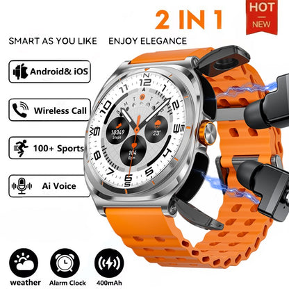 Chamada Bluetooth IP68 à Prova D'Água 2025 Novo Smartwatch 2 em 1 Atualizado com Fones de Ouvido Bluetooth TWS Para Homens e Mulheres Smartwatch Esportivo