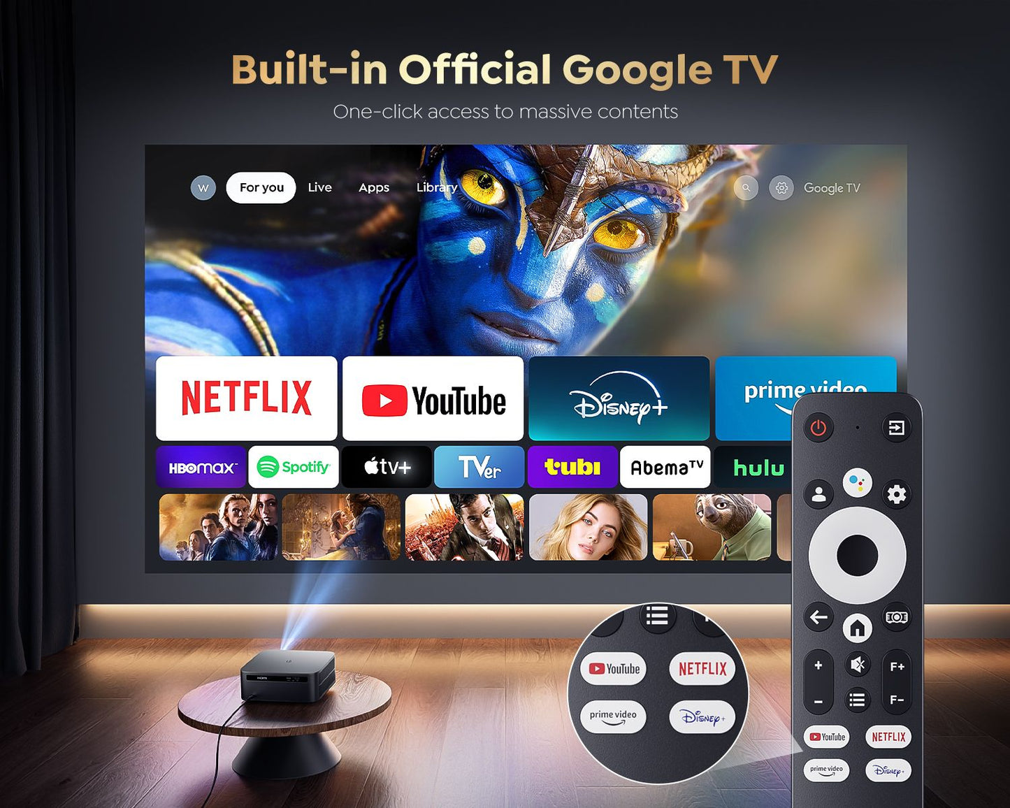Projetor FHD 1080P Bluetooth WiFi Netflix Oficial e Foco Automático AI 1500 ANSI 30000 lúmens Suporte a 4K com Foco Automático