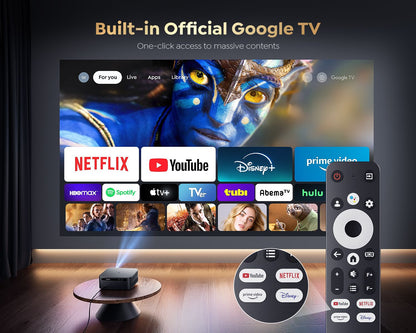 Projetor FHD 1080P Bluetooth WiFi Netflix Oficial e Foco Automático AI 1500 ANSI 30000 lúmens Suporte a 4K com Foco Automático