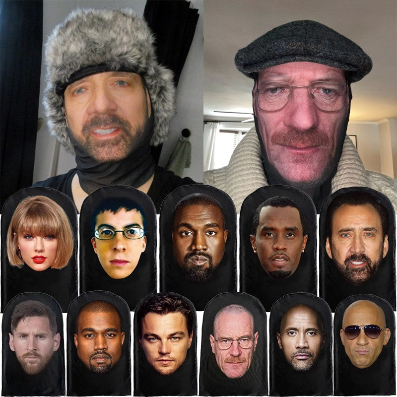 Cosplay 3D Printed Kanye Mask Stretch Mesh Full Face Mask Men Women Role Play Headdress Halloween Masquerade Balaclava Headdress