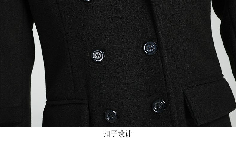 Nerazzurri Autumn Winter Long Elegant Luxury Chic Navy Blue Warm Woolen Coat for Men Double Breasted Wool & blends Overcoat 2023