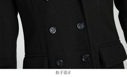 Nerazzurri Autumn Winter Long Elegant Luxury Chic Navy Blue Warm Woolen Coat for Men Double Breasted Wool & blends Overcoat 2023