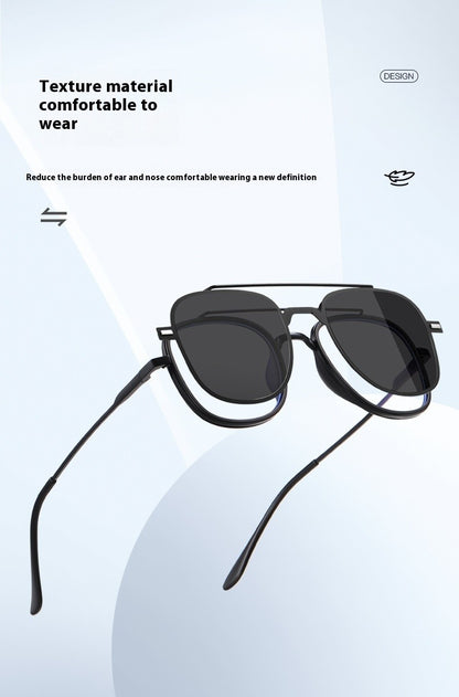 COHK Metal 3 In 1 New Style Folding Magnet Clip On Glasses Frame Trend Polarized Sunglasses Men Optical Computer Eyewear UV400