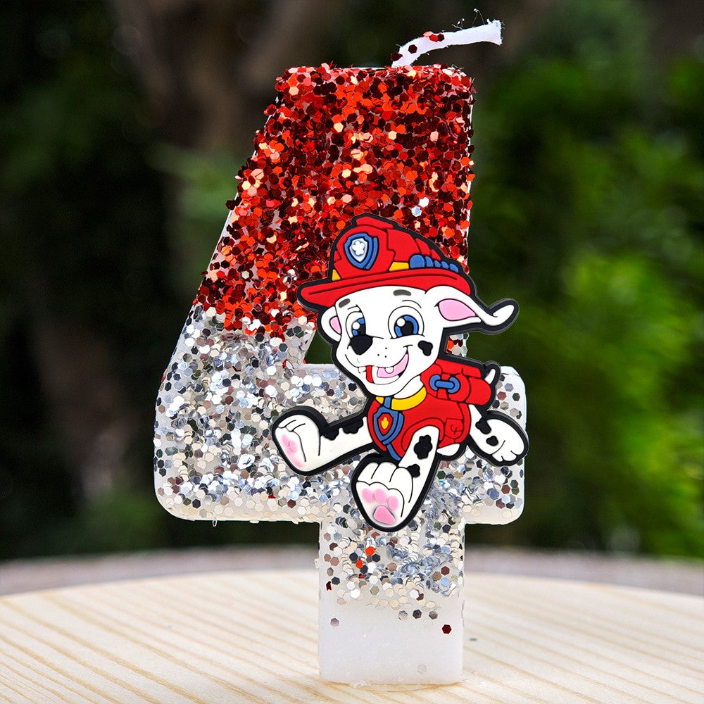 Paw Patrol Candle 0-9 Number Candle Paw Patrol Cartoon Character Party Cake Plug-in Birthday Cake Decoration Baby Shower Gift