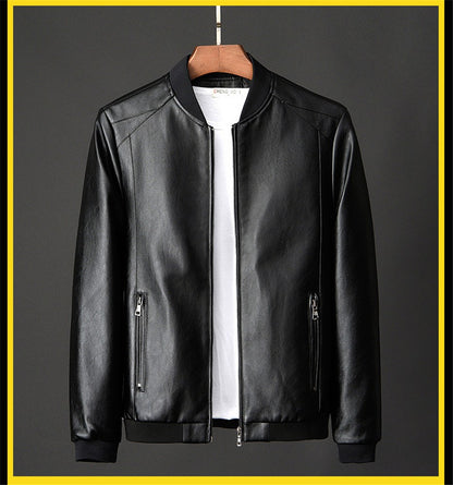 Men's Leather Jacket Bomber Motorcycle Jacket Men Fashion Causal Solid Moto Biker PU Baseball Leather Outerwear Plus Size 7Xl