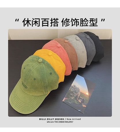 Boné de beisebol com lavagem de ganga, bordado de letras, estilo japonês retro, boné de sol de casal, casual, desportivo, resistente aos raios UV