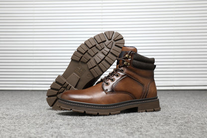 BHKH Botas Masculinas de Inverno da Moda botins Zíper Cadarço Botas de Tornozelo Sapatos Sociais Vintage de Negócios Sapatos Casuais de Couro Para Homens