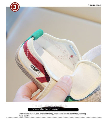 Spring and Autumn 2024 New Korean version of indoor girls canvas shoes soft-soled children's baby toddler shoes children's shoes
