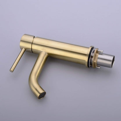 Bathroom Faucet Solid Brass Bathroom Basin Faucet Cold And Hot Water Mixer Sink Tap Single Handle Deck Mounted Brushed Gold Tap