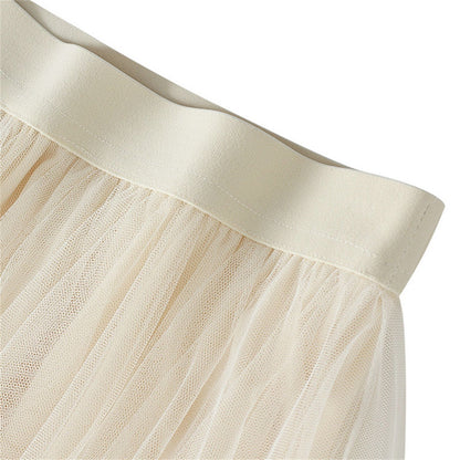 New Fairycore Lady ´s Fashionable Sexy Solid Color Mesh Skirt, Irregular Elastic Tulle Bubble Skirt, Daily Life and Vacation