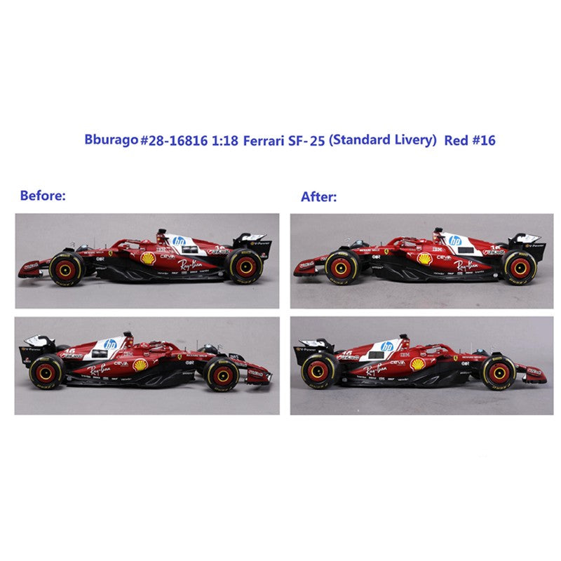 Novo 1:18 Bburago Ferrari 2025 F1 Sf-25 Hamilton #44 Leclerc #16 Liga Miniatura Die-Casting Modelo de Carro Presentes Brinquedos Personalizados Ornamento