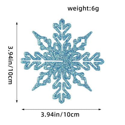 12PCS Pink Glitter Plastic Snowflake Decorations 10cm Christmas Tree Hollow Snowflake Pendants New Year Party Festival Supplies