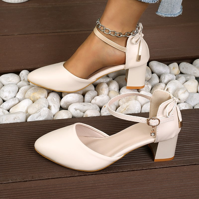 2025 Spring/Summer Hot Sale?Fairy Style Thin-Strap High Heels - Bowknot with Golden Buckle, Comfortable & Versatile