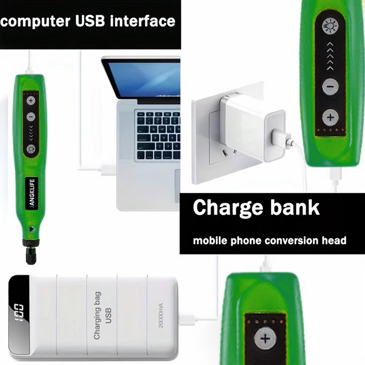 Mini Kit de Ferramentas Rotativas sem Fio, Caneta de Polimento Elétrica com 5 Velocidades e Múltiplos Acessórios Multifuncionais, Ferramenta Elétrica Recarregável USB