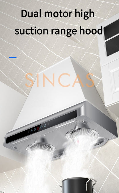Ultrathin Range Hood For Kitchen Top Suction Dual Motor Strong Suction Force Kitchen Ventilator Energy Conservation Wide 710mm